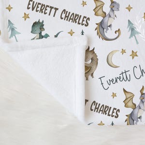PERSONALIZED BOY DRAGON Baby Blanket, Baby Boy Dragon Blanket, Toddler Boy Blanket, Dragon Nursery Baby Gift, Dragon Baby Shower Boy Gift image 5