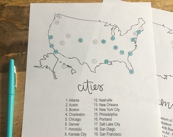 US Cities Check List - Bucket List - Travel List - Travel Guide - Check List - Adventure - USA Map -  Graduation Gift - Wanderlust