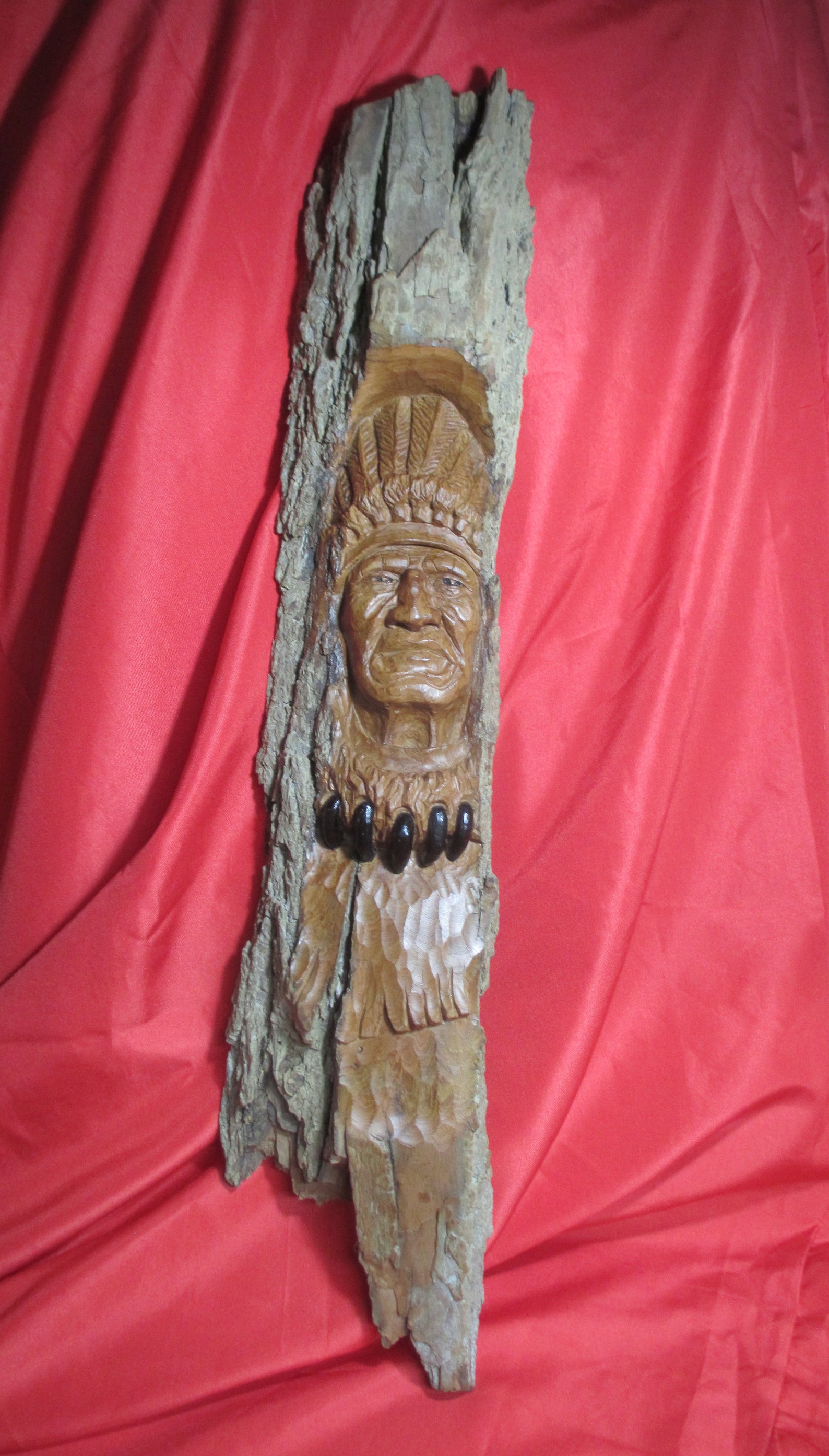 Hand Carved Native American War Chief Wood Carving Hand Etsy