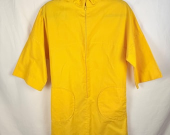 Vintage Harbour Casuals Yellow Zip Up Dress 70s Mod Minimalist Pockets Small
