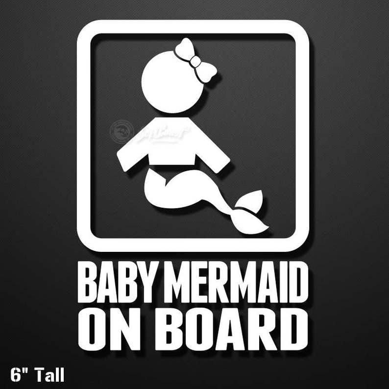 Baby Mermaid On Board Vinyl Decal Sticker