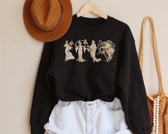 Dark Academia Sweatshirt Light Academia Clothing Greek Statue Renaissance Shirt Fine Line Art Shirt Aesthetic Indie Clothes Bookish Shirt