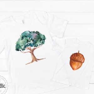 First Father&#39;s Day Matching Shirts: Acorn and Tree Print