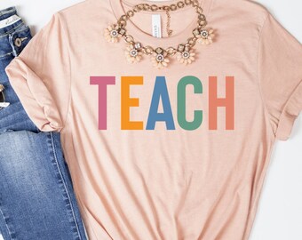 Teacher Shirt, Teach Love Inspire, Teacher Tee, Boho Rainbow Teacher Tshirt, Gift for Teacher, Cute Teaching Tshirts, Teaching Shirt