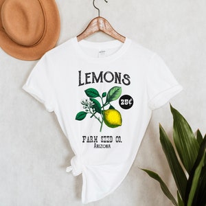 Farm Fresh Lemons Cute Lemon Shirt, Lemon Print, Lemon Tee, Fruit Shirt, Lemon T Shirt Tumblr Top, Lemon Tshirt, Yellow Fruit Art