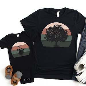 Matching dad and baby shirts fathers day shirts acorn tree t-shirts for dad and kids and baby gift set - great Father&#39;s Day gift