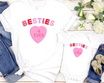 Besties maman et moi, chemises assorties, chemises mère fille, tenues assorties, chemise de saint-Valentin, cadeaux d’enfant de la Saint-Valentin