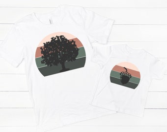 Matching dad and baby shirts fathers day shirts acorn tree t-shirts for dad and kids and baby gift set - great Father's Day gift