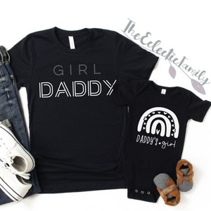 Matching dad and baby shirts fathers day shirts daddys girl t-shirts for dad and kids and baby gift set - great Father's Day gift