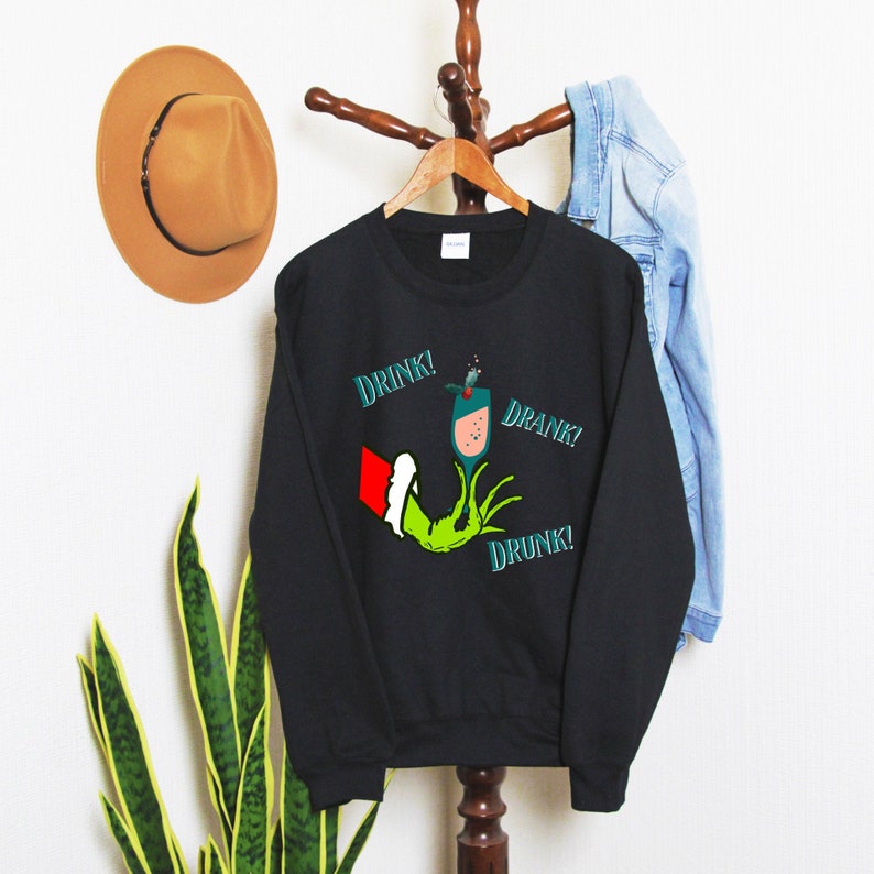Holiday Sweaters Ugly Christmas Sweater Drink Drank Drunk 2020 gifts Funny Christmas sweater Xmas Shirts Funny sweatshirts gift