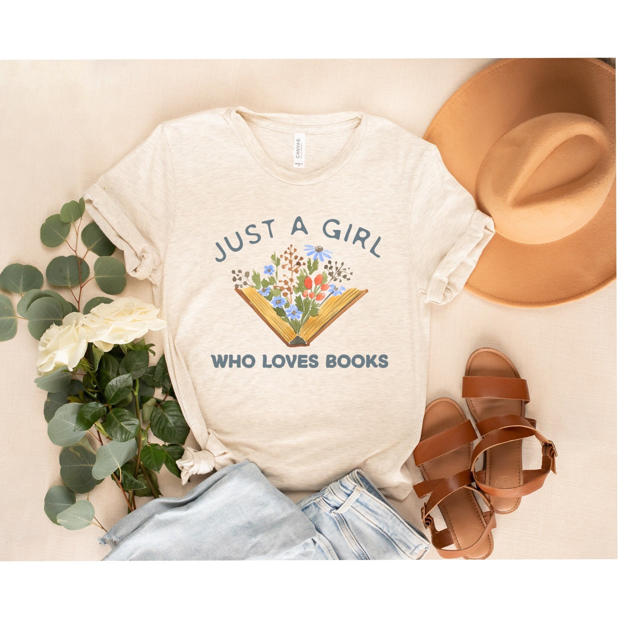 Just A Girl Who Loves Books Fun Nerd Cat Book Reading Shirt Just A Girl Who Loves Books Fun Nerd Cat Book Reading Shirt
