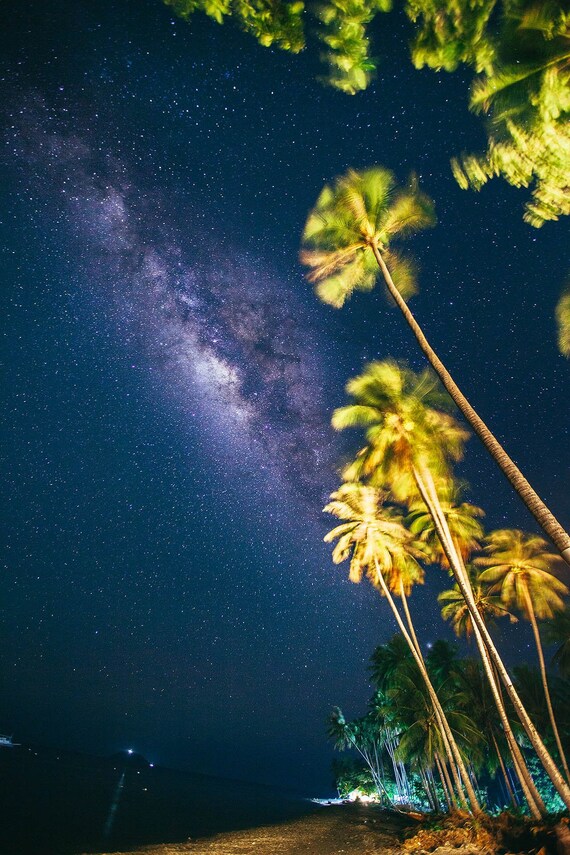 Milky Way Galaxy On A Tropical Island Beach Starry Night Etsy