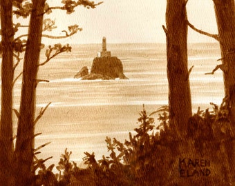 beer art, Terrible Tilly Lighthouse, painted with beer, ocean, sea, lighthouse, haunted house,Oregon coast,Pacific Northwest,beach house art