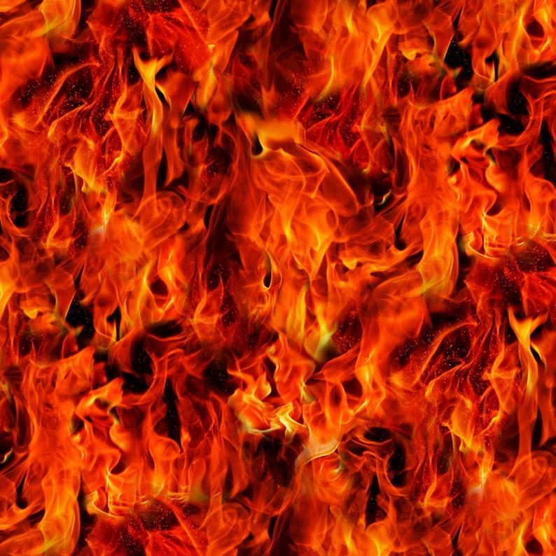 Red Flame Fire Fabric Bythehalfyard 100 Cotton From Etsy