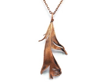Collar de plumas reales ? Colgante de pluma ? Joyería de plumas reales ? Collar de plumas de cobre ? Collar de declaración ? Collar Boho ? Boho
