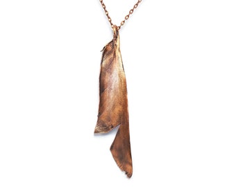 Collar de plumas reales ? Colgante de pluma ? Joyería de plumas reales ? Collar de plumas de cobre ? Collar de declaración ? Collar Boho ? Boho