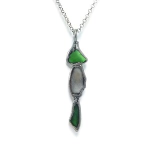 Silver Seaglass Necklace Pendant | Silver Seaglass Jewelry | Silver Sea Glass Necklace | Electroformed Necklace | Crystal Necklace