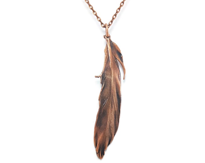 Real Feather Necklace Pendant Feather Jewelry Copper - Etsy