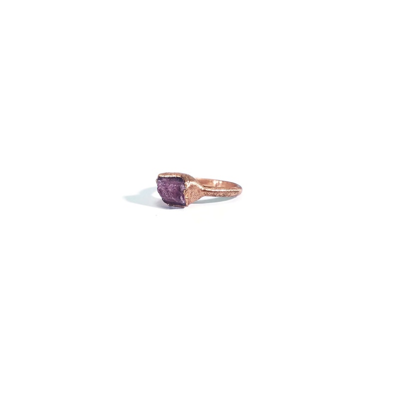 Crystal Ring Raw Tourmaline Ring Pink Tourmaline Ring Electroformed Ring Copper Ring Dainty Ring Tourmaline Jewelry Boho Ring