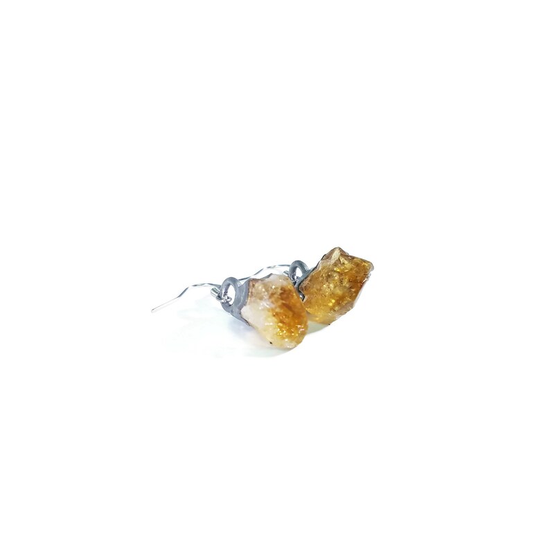 Raw Citrine Earrings Citrine Dangle Earrings Drop Earrings Crystal Earrings Silver Citrine Earrings November Birthstone Earrings
