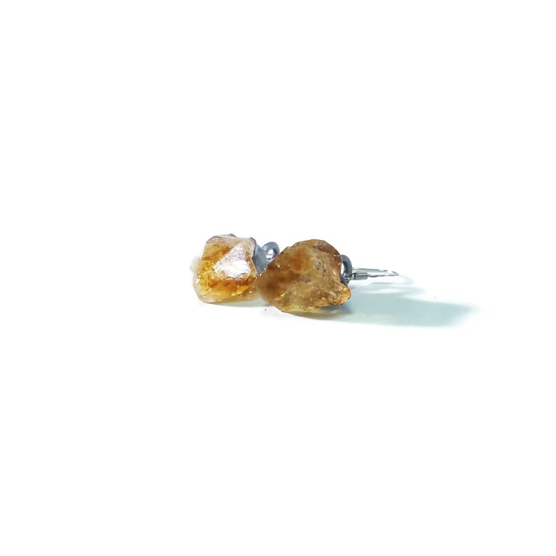 Raw Citrine Earrings Citrine Dangle Earrings Drop Earrings Crystal Earrings Silver Citrine Earrings November Birthstone Earrings