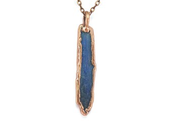 Roh kyanite Halskette | Blaue Kyanit Halskette | Blau Kyanit Schmuck | Kupfer blau Kyanit | Rohe Stein Halskette | Rohkristall Halskette
