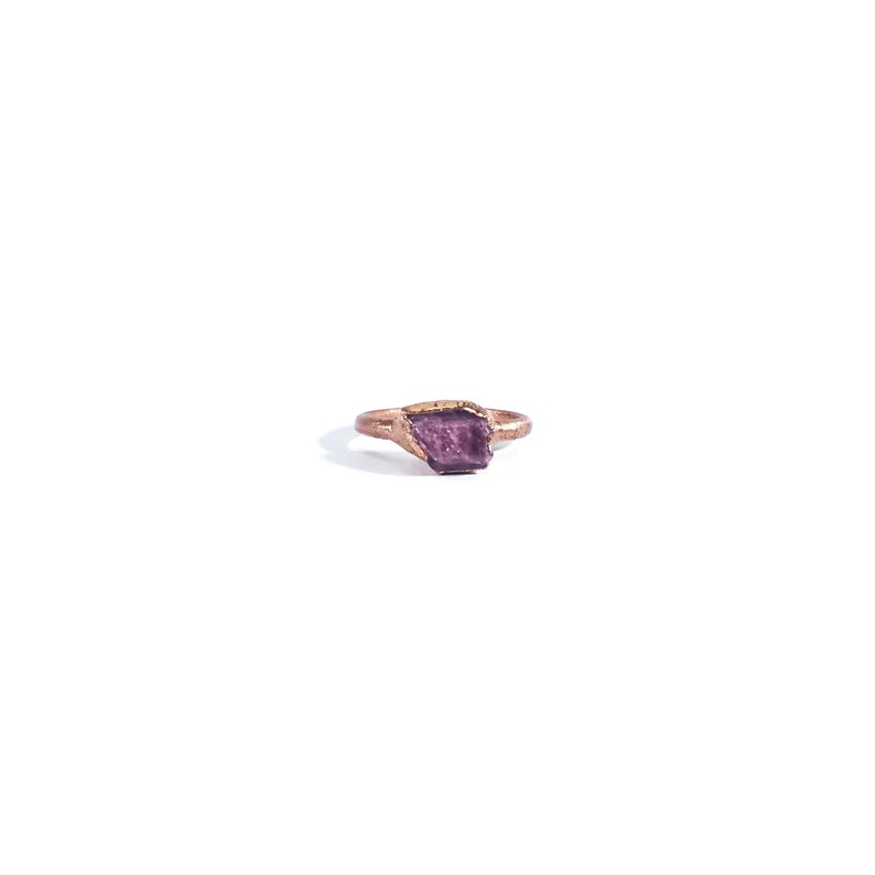 Crystal Ring Raw Tourmaline Ring Pink Tourmaline Ring Electroformed Ring Copper Ring Dainty Ring Tourmaline Jewelry Boho Ring