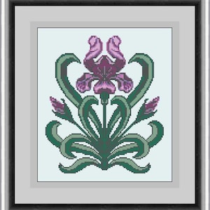 SPECIAL OFFER Art Deco/Nouveau Florals - Iris cross stitch pattern sold as pdf file instant digital download