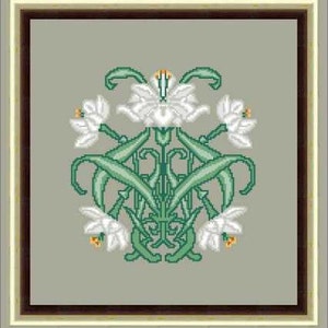 Special Offer off Art Deco/Nouveau Florals - Lotus- cross stitch pattern sold as pdf file instant download