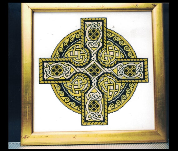 Celtic Cross Stitch Pattern Gold Celtic Cross Pdf File Etsy