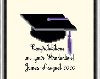 Graduation Cap 5 - pdf cross stitch pattern - for small wall hanging or congratulation card