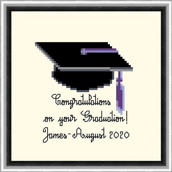 Graduation Cap 5 - pdf cross stitch pattern - for small wall hanging or congratulation card