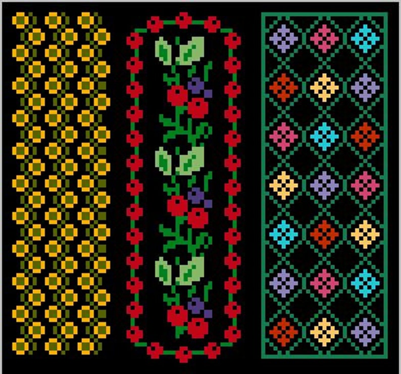 9 Patterns Folk Inspired Bookmarks Designs - Cross Stitch Patterns ...