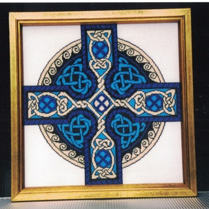 Celtic Cross stitch pattern - Gold Celtic Cross - pdf file instant digital download