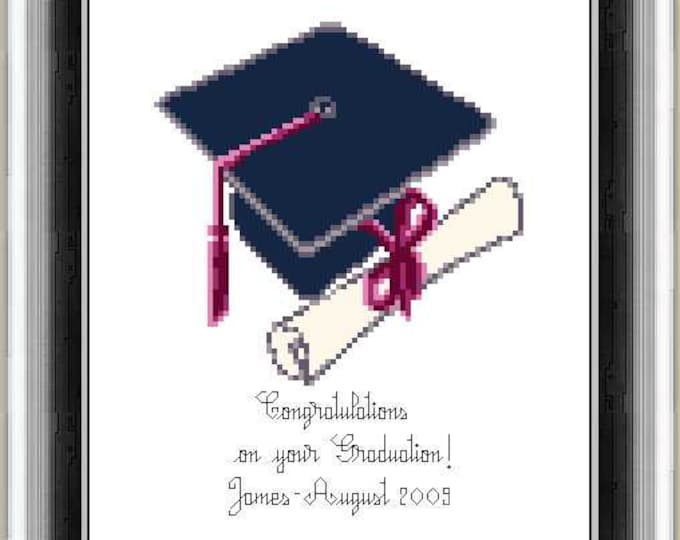 Graduation Cap 5 Pdf Cross Stitch Pattern for Small Wall Hanging or ...