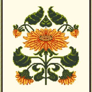 SPECIAL OFFER Art Deco/Nouveau Florals - Sunflower cross stitch pattern sold as instant download as pdf file
