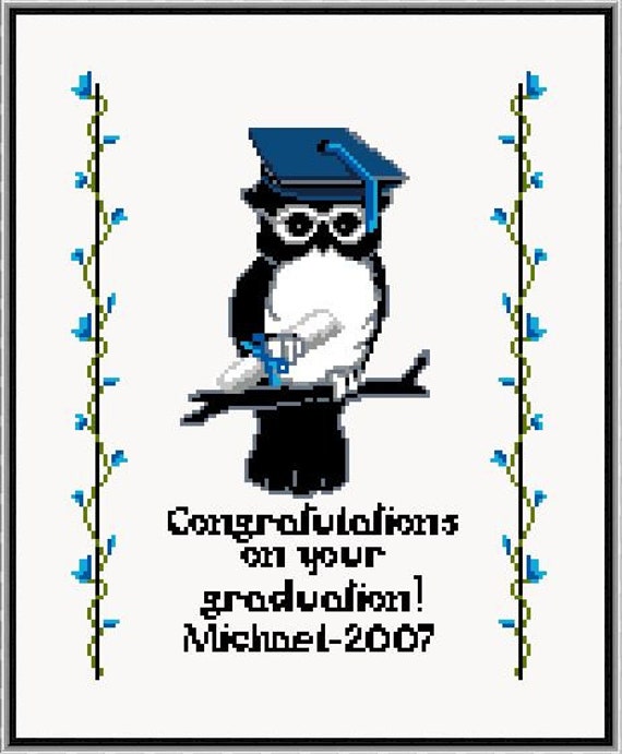 Graduation Cross Stitch Pattern/chart Graduation Owl Boy Etsy