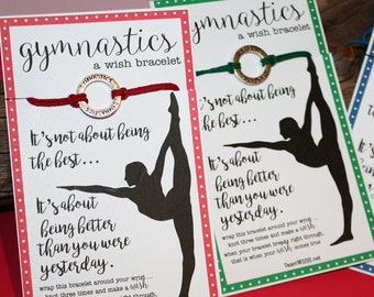 12 Gymnastics Wish Bracelets It's Not About Being the Best... Pick Your Color ... Great for Team Gifts AND More!