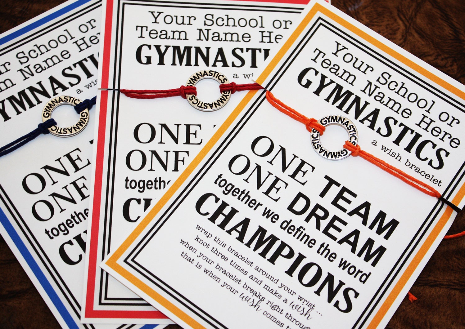 24 Gymnastics / Champions One Team Wish Bracelets With Custom Card