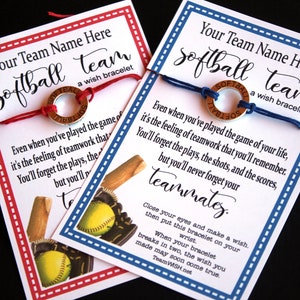 Set of 12 Softball Wish Bracelets ... Teammates - Pick Your Hemp  Color ... Great for Team Gifts, Team Spirit ...