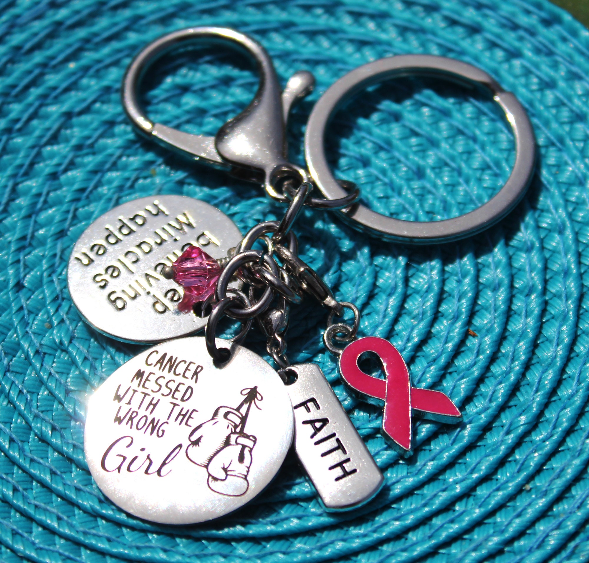 Key Fob-Purse Hook - Support Breast Cancer Awareness  5 Different Charms  - Share the Love! (D-220)