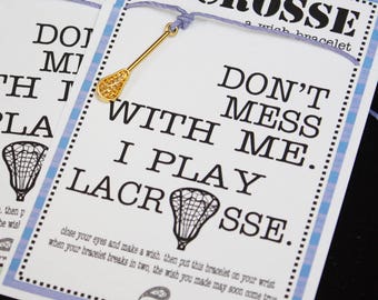 24 Lacrosse Don't Mess With Me Wish Bracelets ...Great for Team Gifts, Team Spirit... Pick Your Color Cord