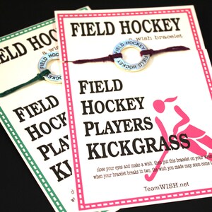 12 Field Hockey Wish Bracelets ... Kick Grass ... Great for Team Gifts, Team Spirit... Pick Your Color Cord