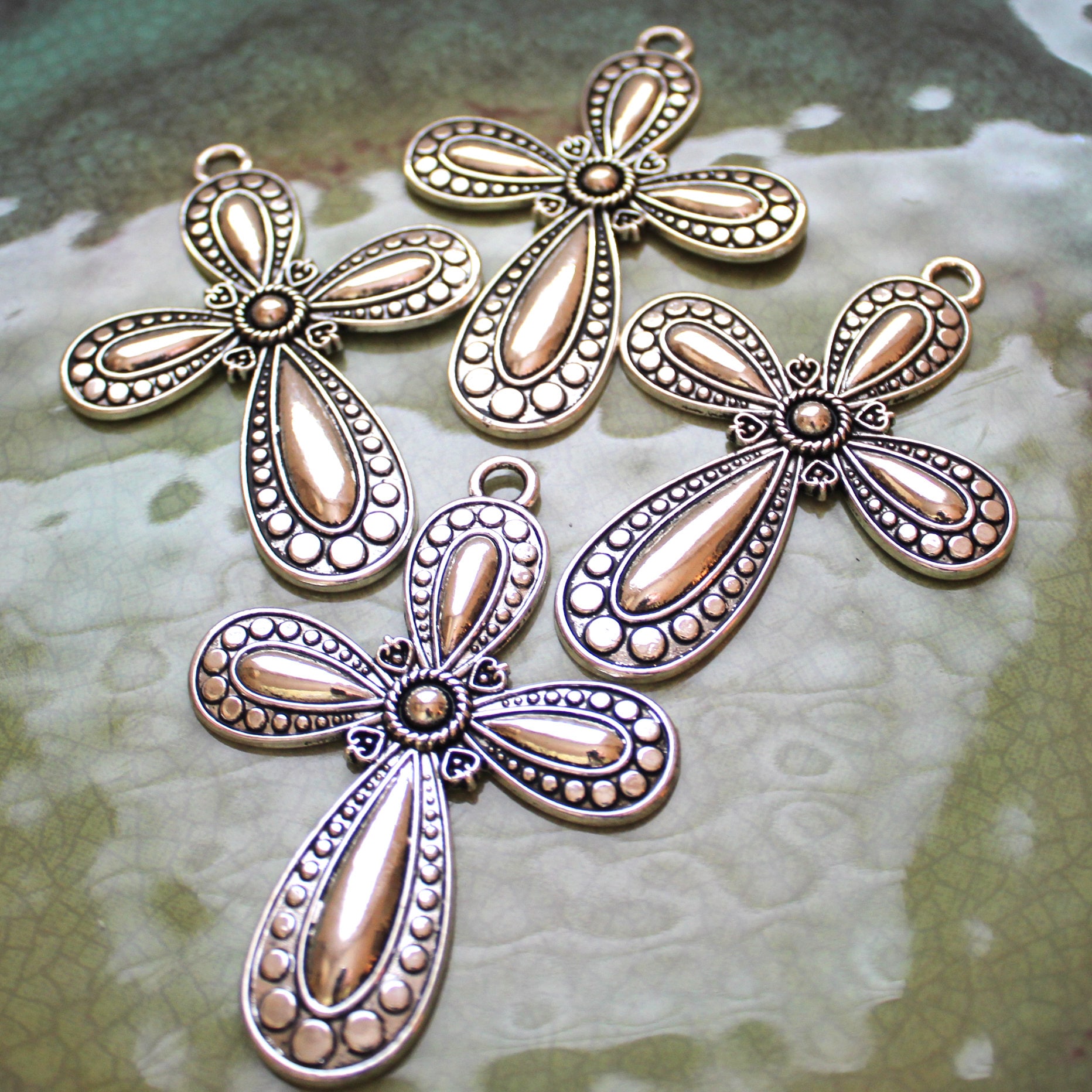 SALE Inventory Destash 8 Large (3 x 2) Tibetian Silver Crosses for