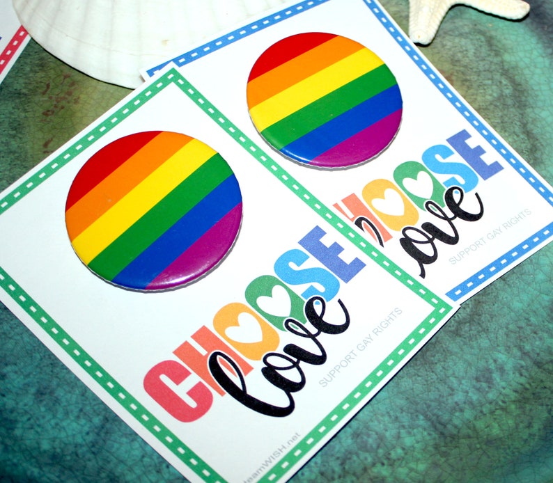 Bulk Set of 15 Gay Pride Support LGBT Gay Rights LGBT Large 6 Color Pin Back Buttons Choose Love ..