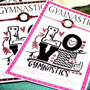 12 Gymnastics Wish Bracelets ...Love Gymnastics Pick Your Team&#39;s Hemp Cord Color-Great for Team Gifts, Spirit