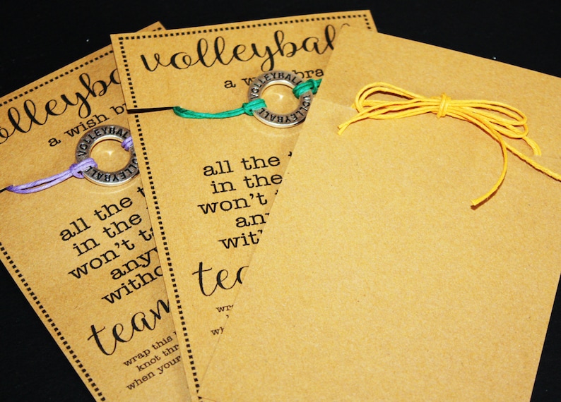 15 Volleyball Affirmation Charm Wish Bracelets With Custom Card .. Pick Your Color .. Great for Team Gifts Team Spirit