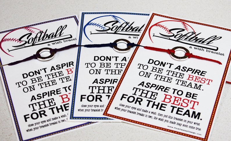 Softball Wish Bracelets .. Birthday Favors and More! TEAMWORK .. Team Spirit Great for Gifts