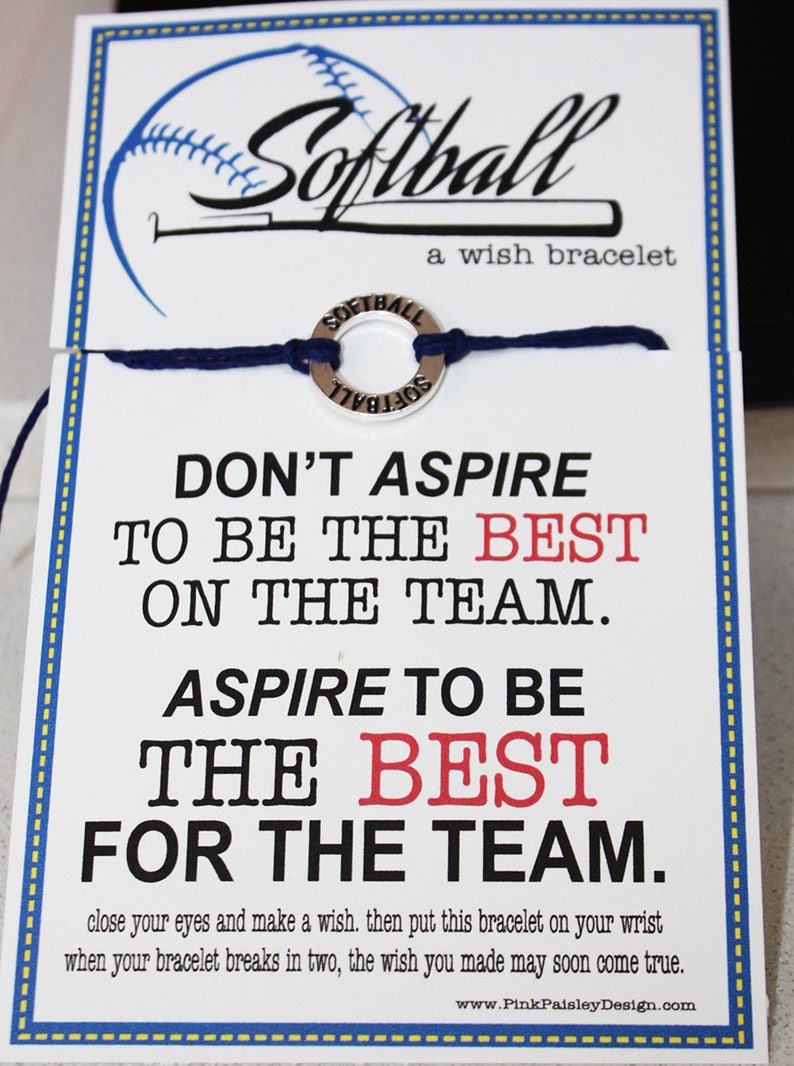 Softball Wish Bracelets .. Birthday Favors and More! TEAMWORK .. Team Spirit Great for Gifts