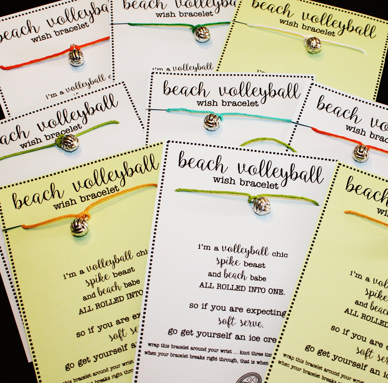 12 Beach Volleyball Wish Bracelets Pick Your Color